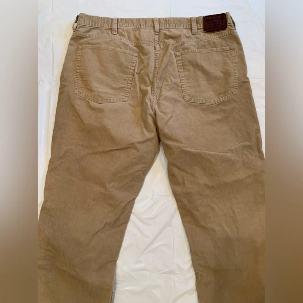 Polo By Ralph Lauren Men's Corduroy Tan Flat Front Pants Size 38x28  SEE Descrip